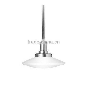 Brushed Nickel Indoor Pendant with Dome-Shaped Glass Shade