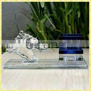 Exquisite Clear Crystal Stationery Set For Office With Horse Head Figurines