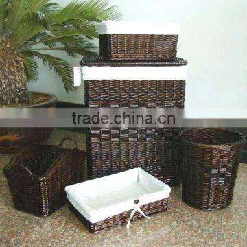 Wicker laundry basket,set of 5,the dark color