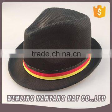 Cheap Short Brim Colorful Ribbon Sun Felt Fedora Hat Summer Beach Sun Straw Hat