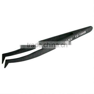 Non-metallic,Acid resistant,Heat resistant BRAND Proskit TZ-100B Carbon fiberConductive Tweezer (Curved Fine Tips) 120mm