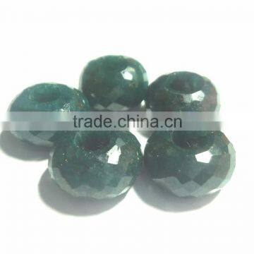 Emerald Corundum Roundel Big Hole Beads