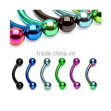 Titanium anodized fancy high polished ball eyebrow rings fake eyebrow rings