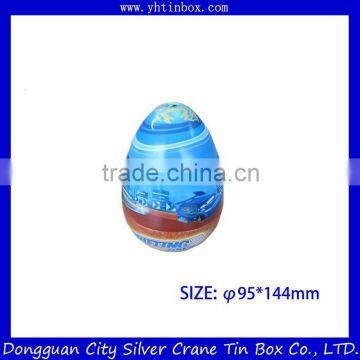 decorative egg shape tin box/ egg shape candy tin box