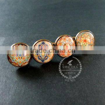 20mm Vintage Style Antiqued Bronze Morocco Style Art Collage Glass Cabochon Round Cufflinks Fashion Wedding Cuff Link 6600046 photo-2