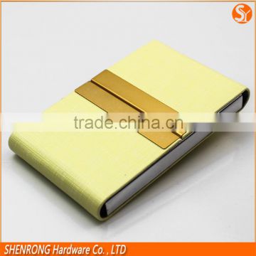 Foldable two sides PU leather business name card holder 4" vertical for credit card and name card