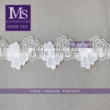 good looking lace product white polyester embroidery lace trim indian saree border lace trim for dress making