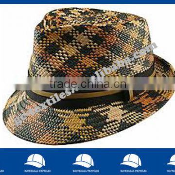 colored checked straw hat for men