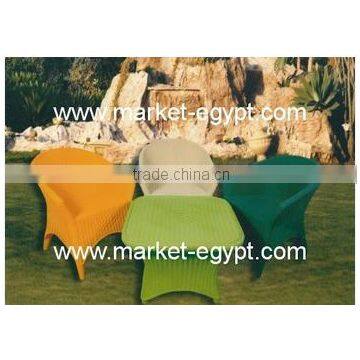 Multicolor Weaving Bamboo Chair With Tea Table