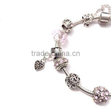2016 Wholesale Fashion Charm Bracelet Heart Pendants With Beautiful Bead photo-2