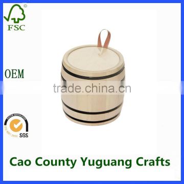 Mini wooden barrel for coffee beans packing with lid