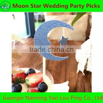 Party Supplies Gold /blue Moon and Star Insert Cards Cake For Home Garden Wedding Party Lovely Gift Decoration photo-2