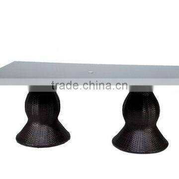 2017 Trade Assurance Most Popular Outdoor Simple Design Alum Frame pe Brown Rattan Dining Table Set Furniture photo-3