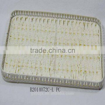 Handmade Paper Rope Woven Bread Tray photo-3
