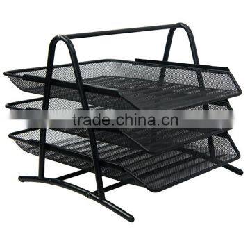 3 Layers Stacking Metal Mesh Desk Organizer File Tray photo-2