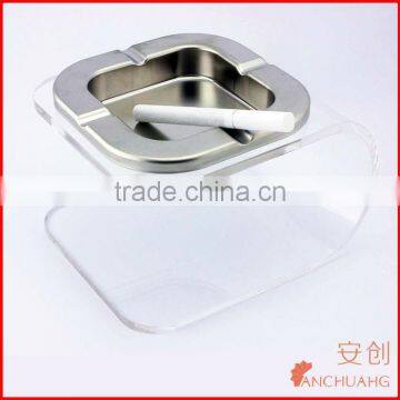 craft acrylic disc curved glass metal ashtray