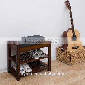 Eco Friendly Unique Bamboo Shoe Rack 2 Titer Bamboo Storage Bench With Seat photo-2