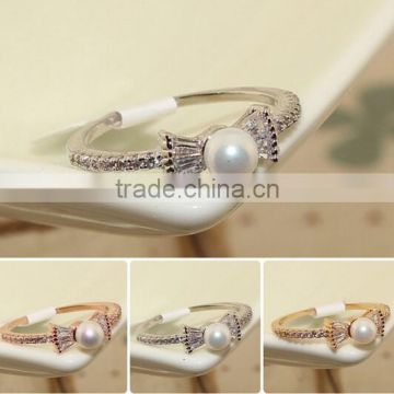 Japan &Korea bowknot pearl Diamonds Rings