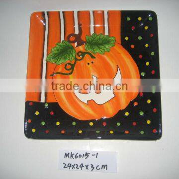 ceramic pumpkin candy plate for halloween decoration