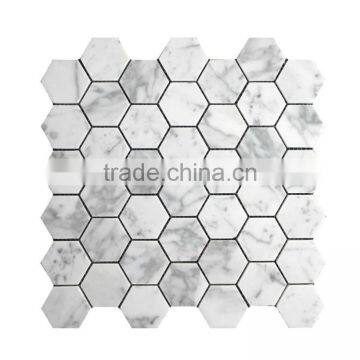 MM-CV254 Ecofriendly Interior Design Natural Stone White Marble Hexagon Shape Stone Mosaics photo-2
