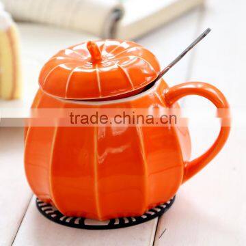 Hallowmas pumpkin shape coffee mug with lid