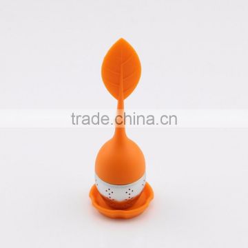 Good Quality Orange Handle Silicone Tea Strainer