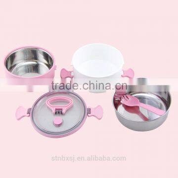 1.2L Round Shape SS Two Layers Keep Warm Lunch Box With Handle photo-3