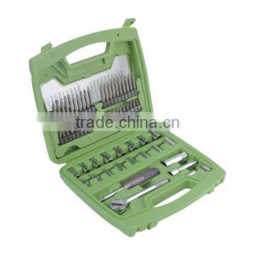 64pcs carbon steel socket and screwdriver bit set in blow mold case