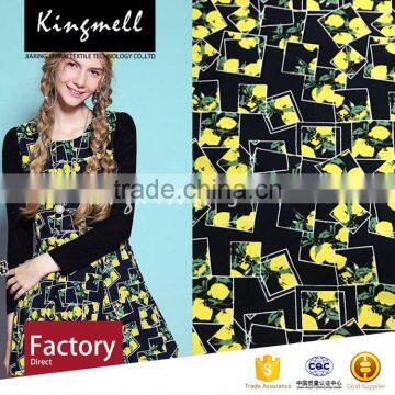 Custom yellow lemon digital printed cotton linen textile fabric for dresses