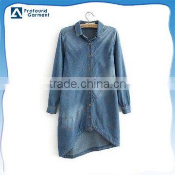 oem service washed thin longline women denim jacket women cheap