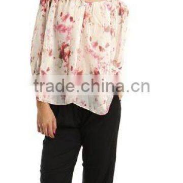 12DR905 flower printed women chiffon Blouse