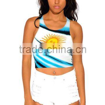 Summer Ladies Custom Flag Sun Graphic Sexy Crop Tank Tops photo-2