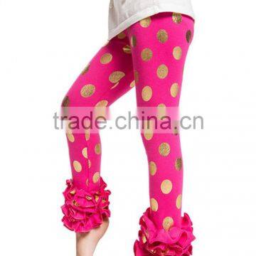 Hot sale baby fall clothes ruffle pants boutique children's polka dot tight cotton leggings