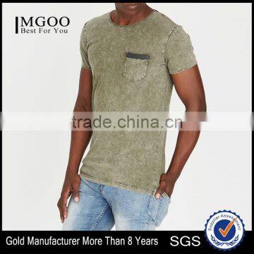 MGOO Custom Pocket Tshirt Pattern Wholesale Slim Fit Snow Wash T Shirts For Men