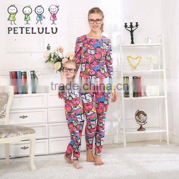 Custom Weatern Style Laughing Pyjamas Mother Daughter Matching Clothing