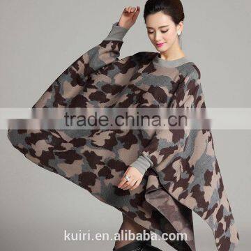 New Brand Camouflage Color Big Size Pullover Shawl Wrap o Collar Fashion Long Womens Knitted Capes And Ponchos for Autumn Winter photo-6