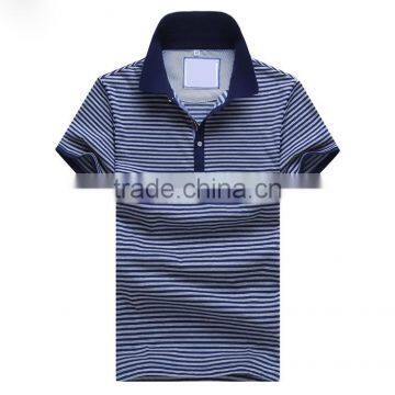Men Fashion 100% Cotton Golf Custom Striped Polo Shirt photo-3