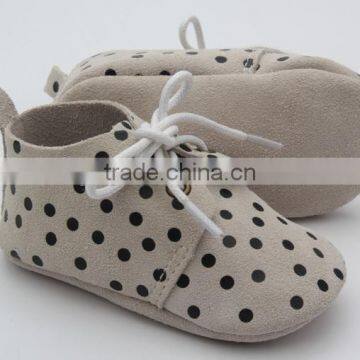 Popular Genuine Leather Dots Prints Breathable Oxford Baby Shoes photo-2