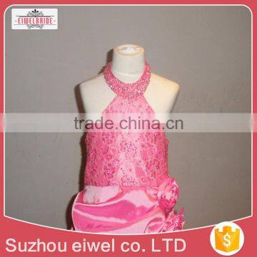 Sleeveless Pink Halter Flower Girl Dress for 9 Years Girl photo-3