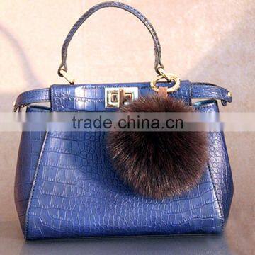 Myfur Top Quality Soft Real Fox Body Fur Made Bag Charm with Leather Strap Key Chain