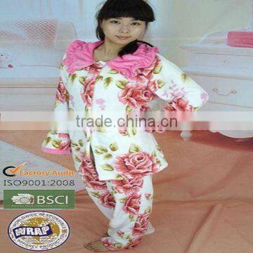 women's 100% polyester Printed coral fleece bathrobe