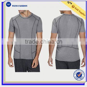 High Quality Short Sleeve Muscle Fitted Gym T-Shirt OEM Design Round Neck