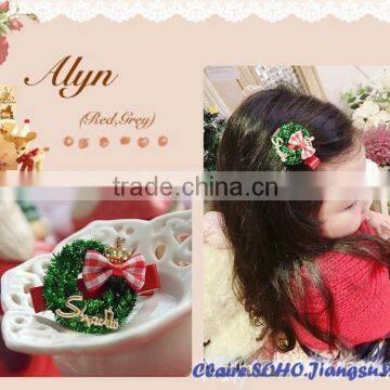  Wholesale children hair accessories Christmas wreath hair clip