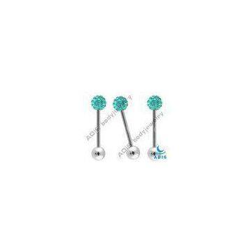 Tongue Barbell 316l Jeweled 14g Ferido Ball / Body Piercing Jewelry , 1.6 * 22 * 6 * 6