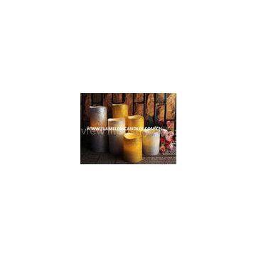 Home Decoration Round Flameless LED Pillar Candles With Real Wax and Black Printing