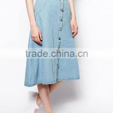 hot selling women jean skirt cotton a line midi skirt in denim