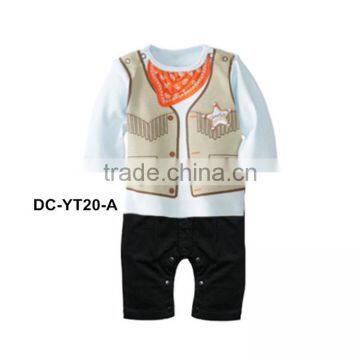 Cowboy Printing Gentleman Style Good Quality Baby Romper For Selling