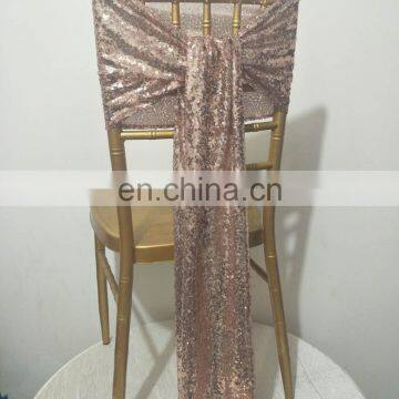 Graceful Popular High Quality Rose Gold Sequin Chair Sash photo-2