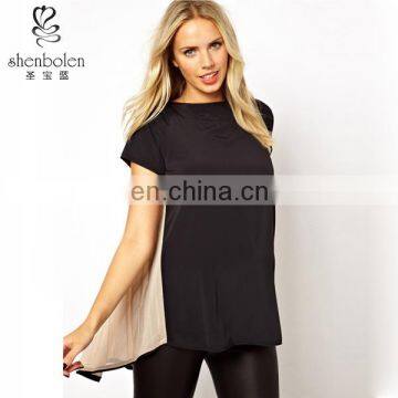 M3030 maternity clothing simple design customize eco-friendly fabric pleated back top for pregnant