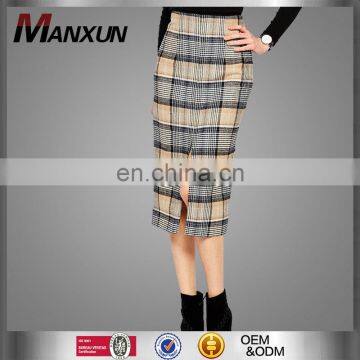 Spring New Fashion England College Plaid skirt package hip waist slit skirt